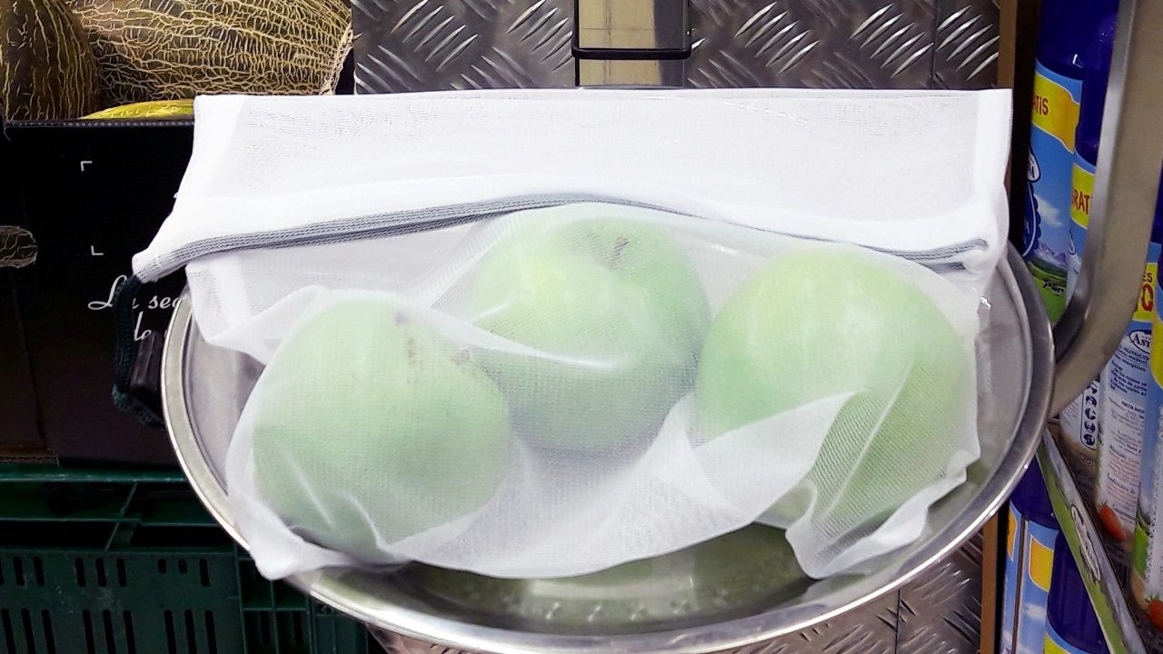 paquete de 4 unidades Bolsa de la compra ecol/ógica para frutas y verduras en forma de red