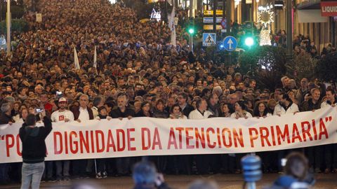 Manifestacin por la atencin primaria y la sanidad pblica celebrada este jueves en Vigo