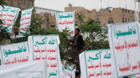 Protesta contra Israel y en apoyo del pueblo palestino en Sanaa (Yemen) 