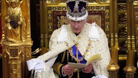 El rey Carlos III, ayer en la ceremonia de apertura de las sesiones del Parlamento.