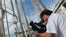 Emi Atrio en el Juan Sebastin de Elcano durante una estancia en Marn el ao pasado