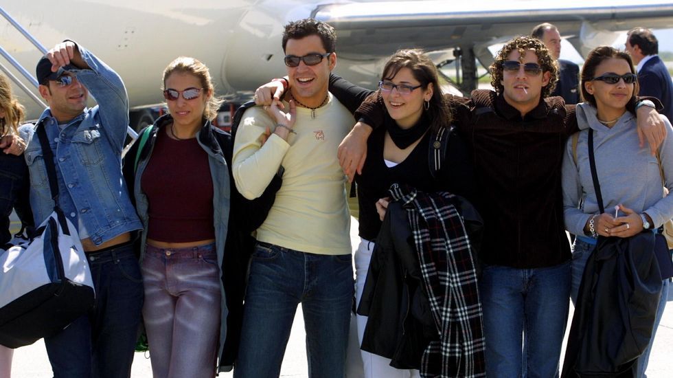 Algunos de los concursantes de OT, en el 2002 en A Corua. 