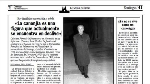 Hemeroteca de La Voz de Galicia. Entrevista a Ceferino Prez de la Prieta del ao 1996