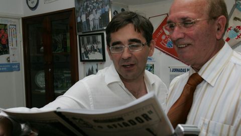 Luis Soria con Fernando Vázquez, en una de las charlas de Afiador.