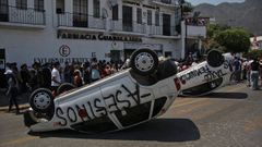 Protestas en las calles de la ciudad de Taxco de Alarcn, en el estado de Guerrero, por el secuestro y asesinato de una nia de 8 aos