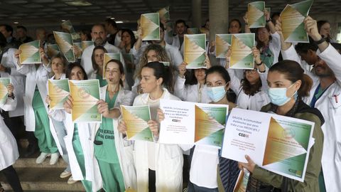 Concentración de facultativos el pasado jueves en el Clínico de Santiago