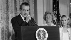 Nixon, anunciando su dimisión, el 8 de agosto de 1974