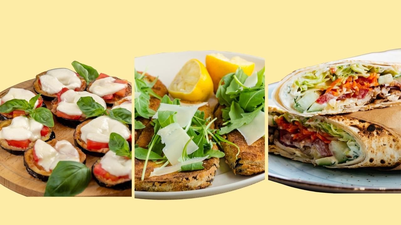 Yo s� te pido... La Luna.En la imagen, pizzas o milanesas de berenjena, y wraps de ma�z. 