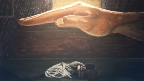 Obra «Unha man de esperanza» de Ángel Picos que se expondrá en «Abraiados»