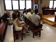 �ltima sesi�n del juicio al Culebras y otros 12 implicados en la Quinta Secci�n de la Audiencia, sentados en los dos primeros bancos 