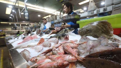 Vendedores del mercado de plaza de Lugo en A Coruña