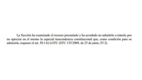 Así justifica el Tribunal Constitucional su rechazo al recurso de Pilar de Lara.