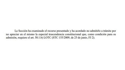 As justifica el Tribunal Constitucional su rechazo al recurso de Pilar de Lara. 