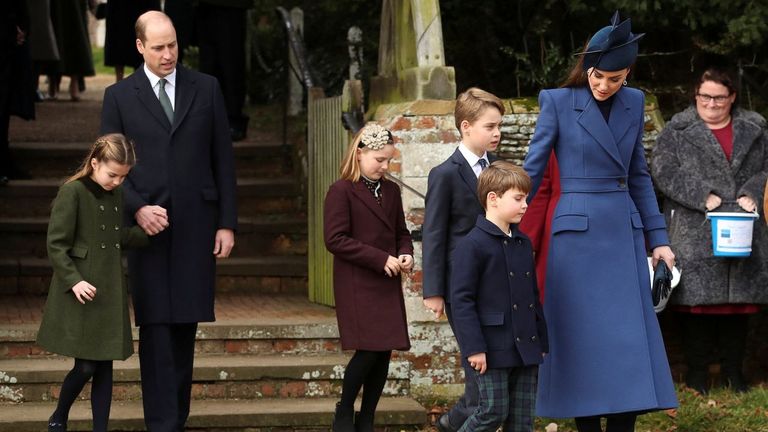 La familia real británica el 25 de diciembre.