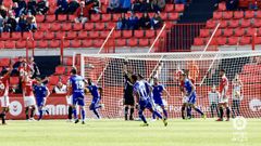 Gol Ibra Nastic Real Oviedo Nou Estadi.Los futbolistas azules celebran el gol de Ibra