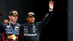 Max Verstappen y Lewis Hamilton.Max Verstappen, piloto de Red Bull, y Lewis Hamilton, piloto de Mercedes