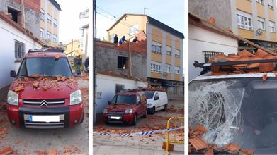 Derrumbe de un muro sobre coches en Ares