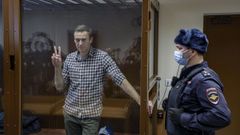 Navalni, durante su juicio en un tribunal de Mosc el pasado febrero