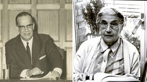 Retratos de Camilo José Cela y María Moliner.
