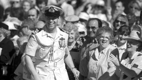 El prncipe Andrs, en una visita a Gibraltar en 1995