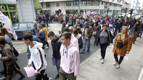 La manifestacin de la maana en Monforte sali de la explanada de la Compaa y termin frente al Ayuntamiento