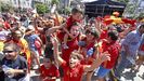 Celebracin, en Pontevedra, de la victoria de la seleccin espaola en la final del Mundial de Ftbol Femenino