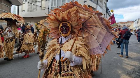 Follateiros de Lobios en el desfile de la mascarada ibrica en Viana do Bolo.