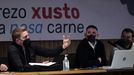 Santiago Rego, en el centro, acompañado de Francisco Rivas, a la izquierda, y de Christian Fontal, a la derecha durante una asamblea celebrada en Lugo hace unos meses