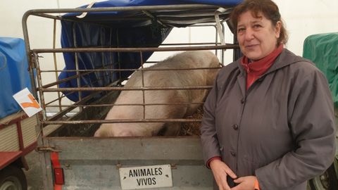 Feira do porco da ceba de Cospeito: Julia Vilar, vendedora de Rábade.