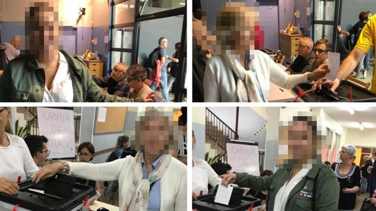 Fotos difundidas por Societat Civil Catalana que muestran a gente votando al menos dos veces en el referendo ilegal del 1-O