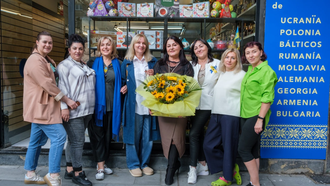 La tienda Slavianka de Gijn durante su inauguracin en 2024