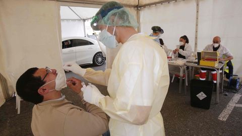 Esta semana se llevaron a cabo pruebas PCR en una carpa habilitada en baltar, Portonovo