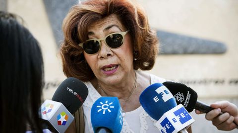 La monfortina Mara Loreto Gonzalo, una de las supervivientes del accidente, habl con los medios despus de la ofrenda floral en Madrid