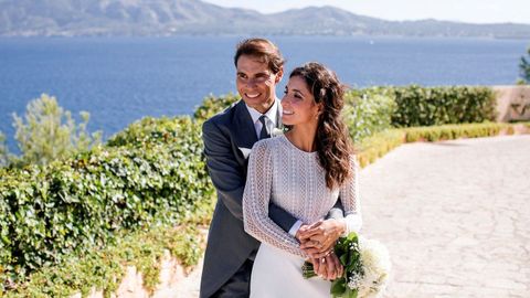 Fotografa facilitada por la Fundacin Rafa Nadal del tenista Rafa Nadal y Mery Perell, ayer sbado en sa Fortalesa, el lugar elegido para el enlace matrimonial