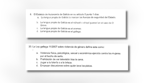 Algunas de las preguntas tipo test del Concello de Cangas