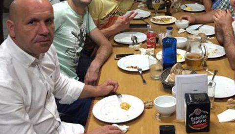 Juan Carlos Goldar, en una cena reciente con su equipo de veteranos de la SC Romai