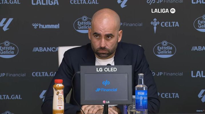 El entrenador del Celta, Claudio Gir&aacute;ldez, en la rueda de prensa posterior al duelo ante el Betis.
