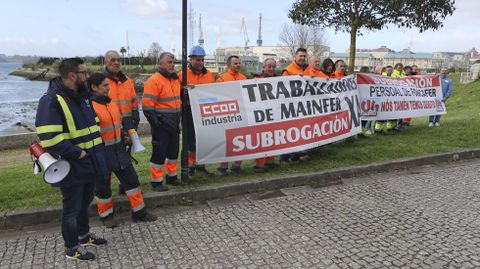 Los trabajadores de Mainfer, en una movilizacin reciente