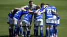 Real Oviedo Girona Carlos Tartiere.Los futbolistas del Real Oviedo se conjuran antes de un partido en el Carlos Tartiere