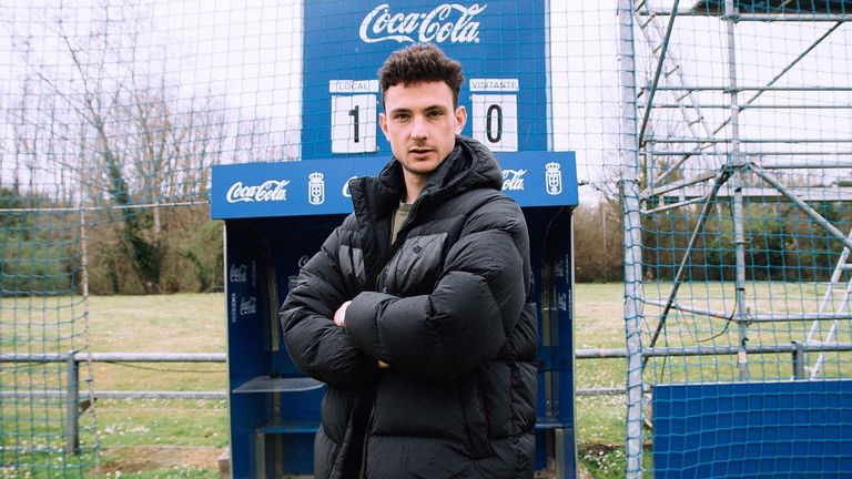 Borja Sánchez, jugador del Real Oviedo, en El Requexón