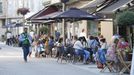 Ambiente de terrazas, este lunes, en Carballo