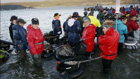 Los mariscadores de la Ria de Noia vuelven a trabajar