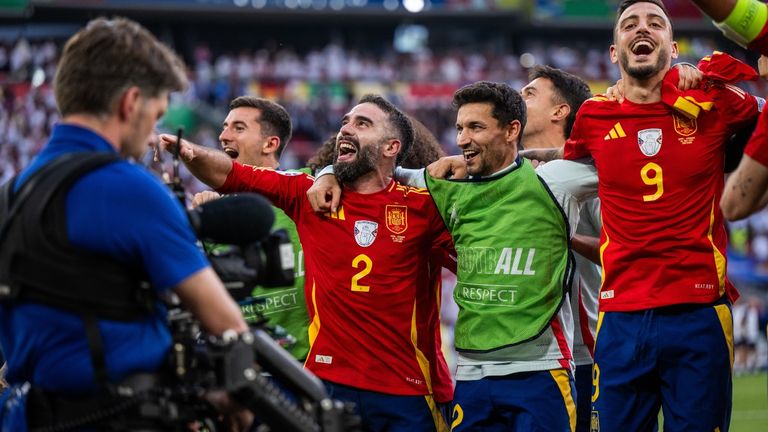 Dani Carvajal con España en la Eurocopa