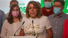 Susana Díaz, la noche del domingo, tras confirmarse su derrota ante Juan Espadas en las primarias del PSOE andaluz