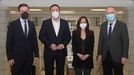 De izquierda a derecha, el alcalde de Ferrol, Ángel Mato; el secretario xeral del PSdeG, Valentín González Formoso; la alcaldesa de A Coruña, Inés Rey; más el alcade de Santiago, Xosé Sánchez Bugallo