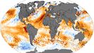 Mapa mundial de las anomalías en la tempertura superficial del océano