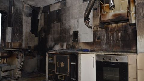 La cocina de la rectoral, tal y como qued tras el incendio.