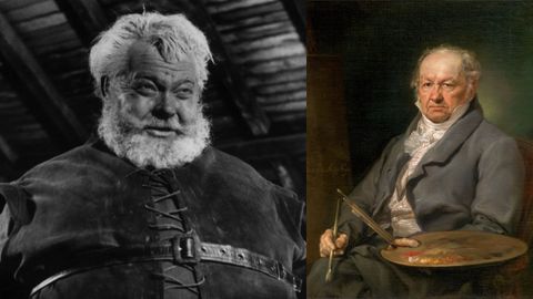 Orson Welles como Falstaff en Badaladas a medianoite e Goya retratado por Vicente Lpez.