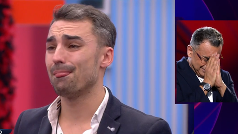 Jorge Prez, uno de los concursantes gallegos de Gran Hermano, emocionado mientras Jorge Javier rompe a llorar