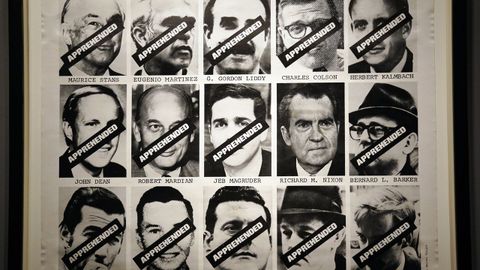 Personajes del escándalo político en la muestra «Watergate: Retrato e Intriga» en la Galería Nacional de Retratos de Washington